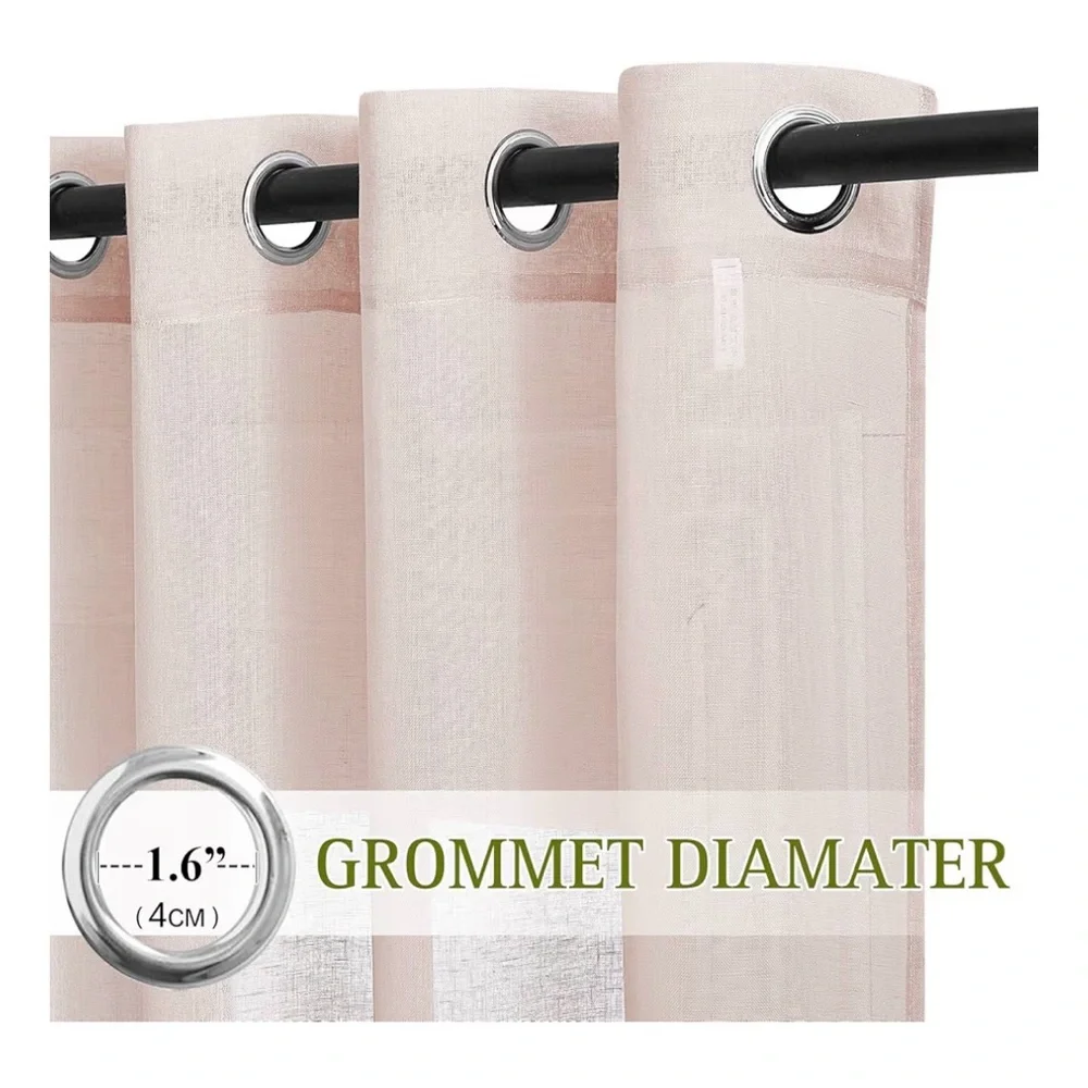 NEW Semi Sheer Linen Dusty Blush Sheer Curtain Set